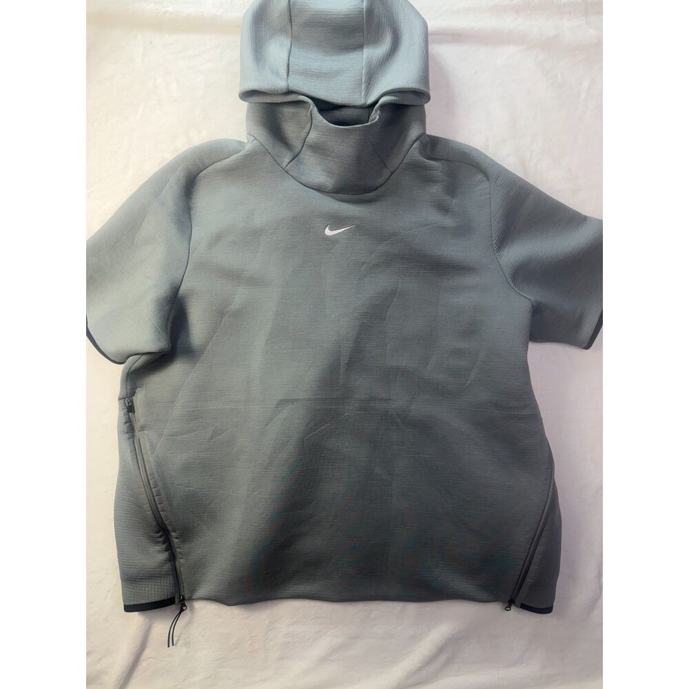 Nike Dri-FIT Short Sleeve High Neck Hoodie Grey Side Zip 3XL